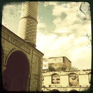 The destroyed mosque in Shushi
